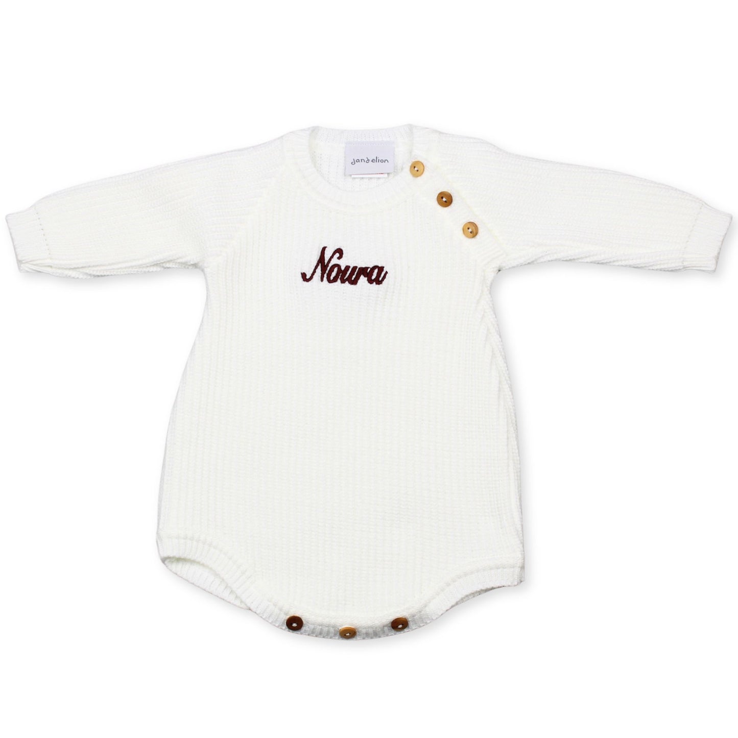 personalised knitted baby unisex romper white