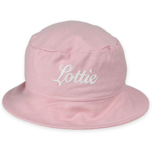 baby girls custom name bucket hat in pink sun hat