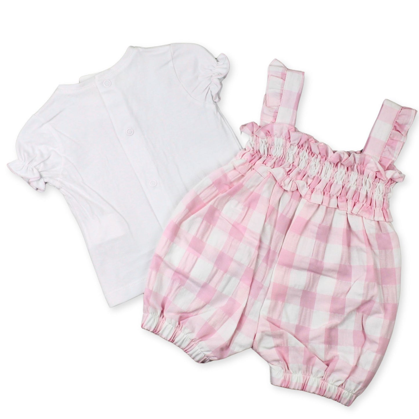 checkered baby girls pink and white two piece outfit