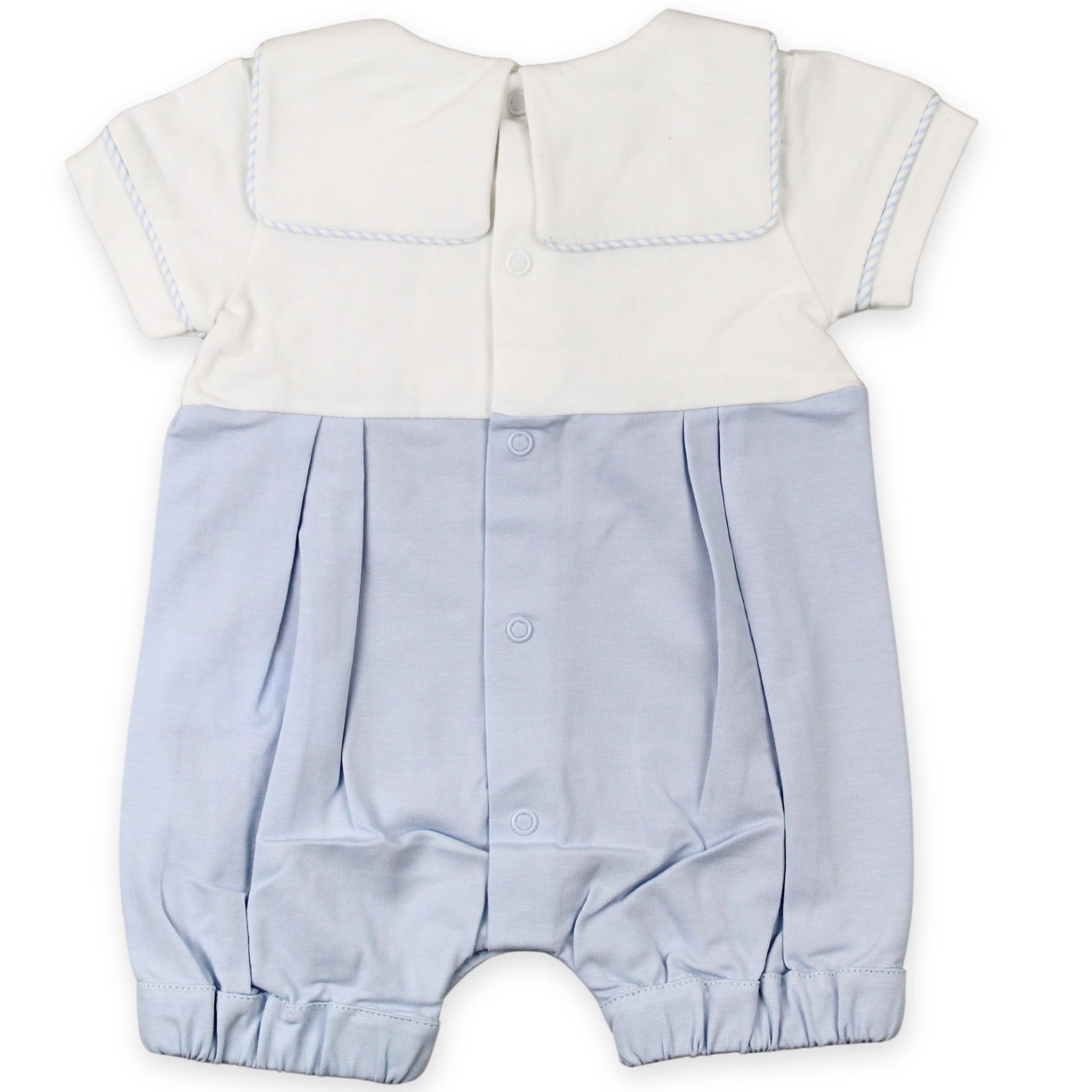 baby boys white and blue lighthouse romper