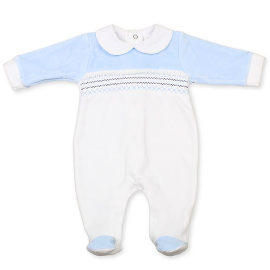 baby boys blue and white velour