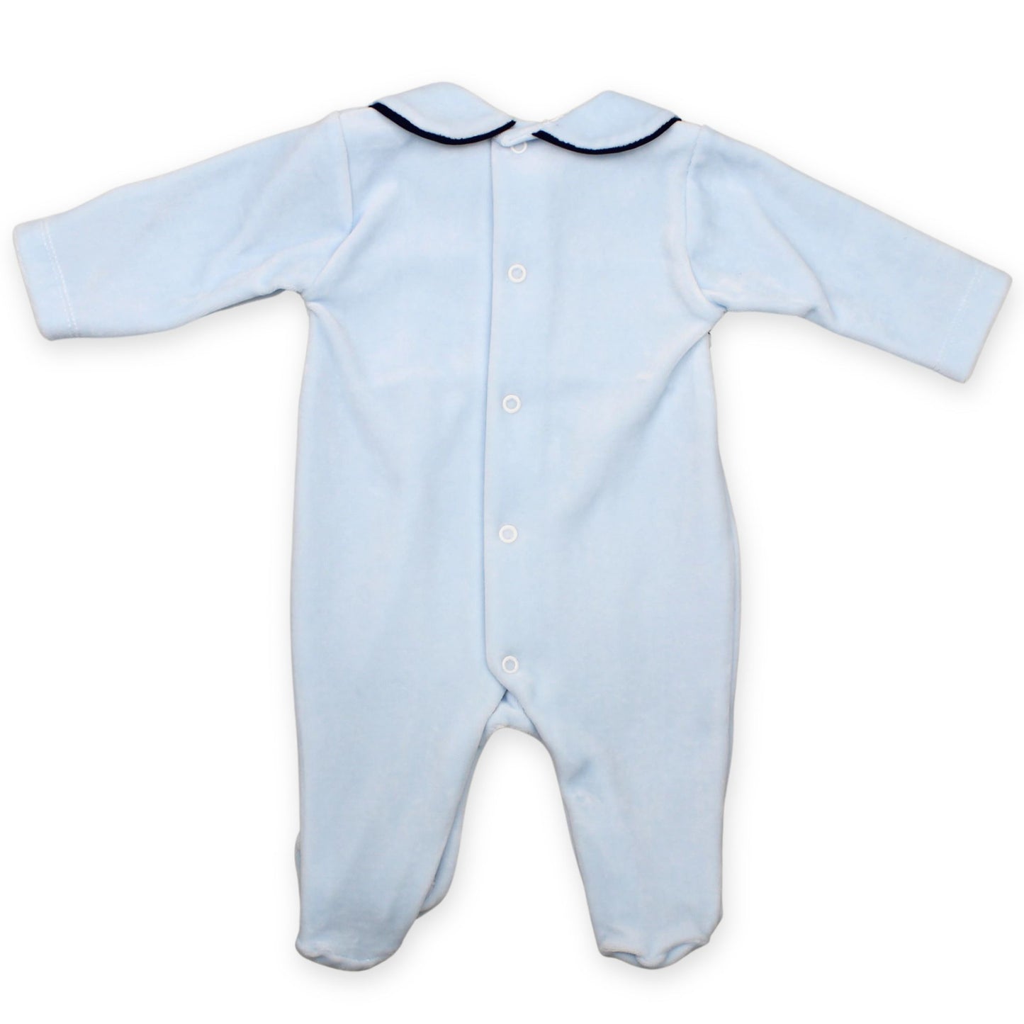 Baby Boys Velour Smocked Sleepsuit - Blue