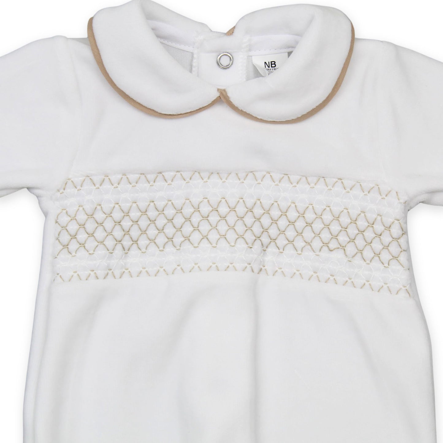 Baby Boys All in One - White / Beige Velour