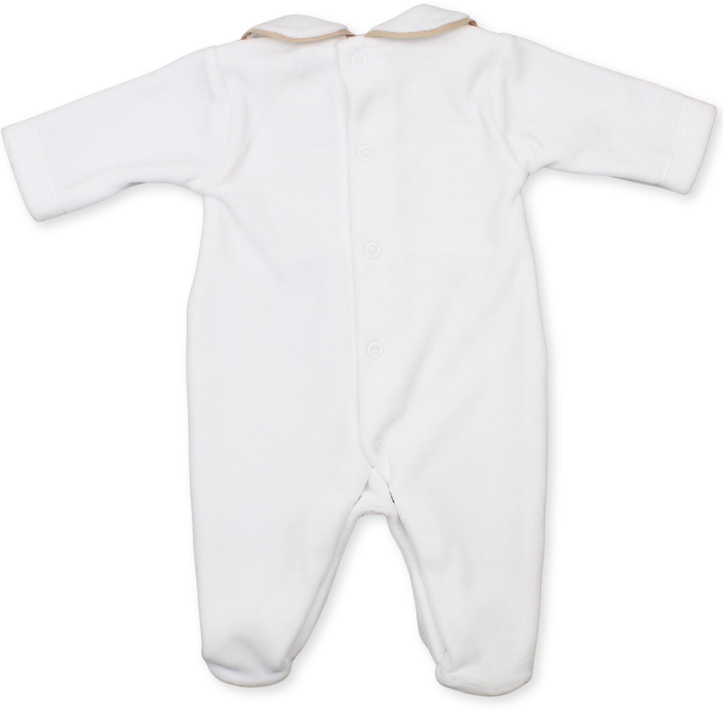 Baby Boys All in One - White / Beige Velour