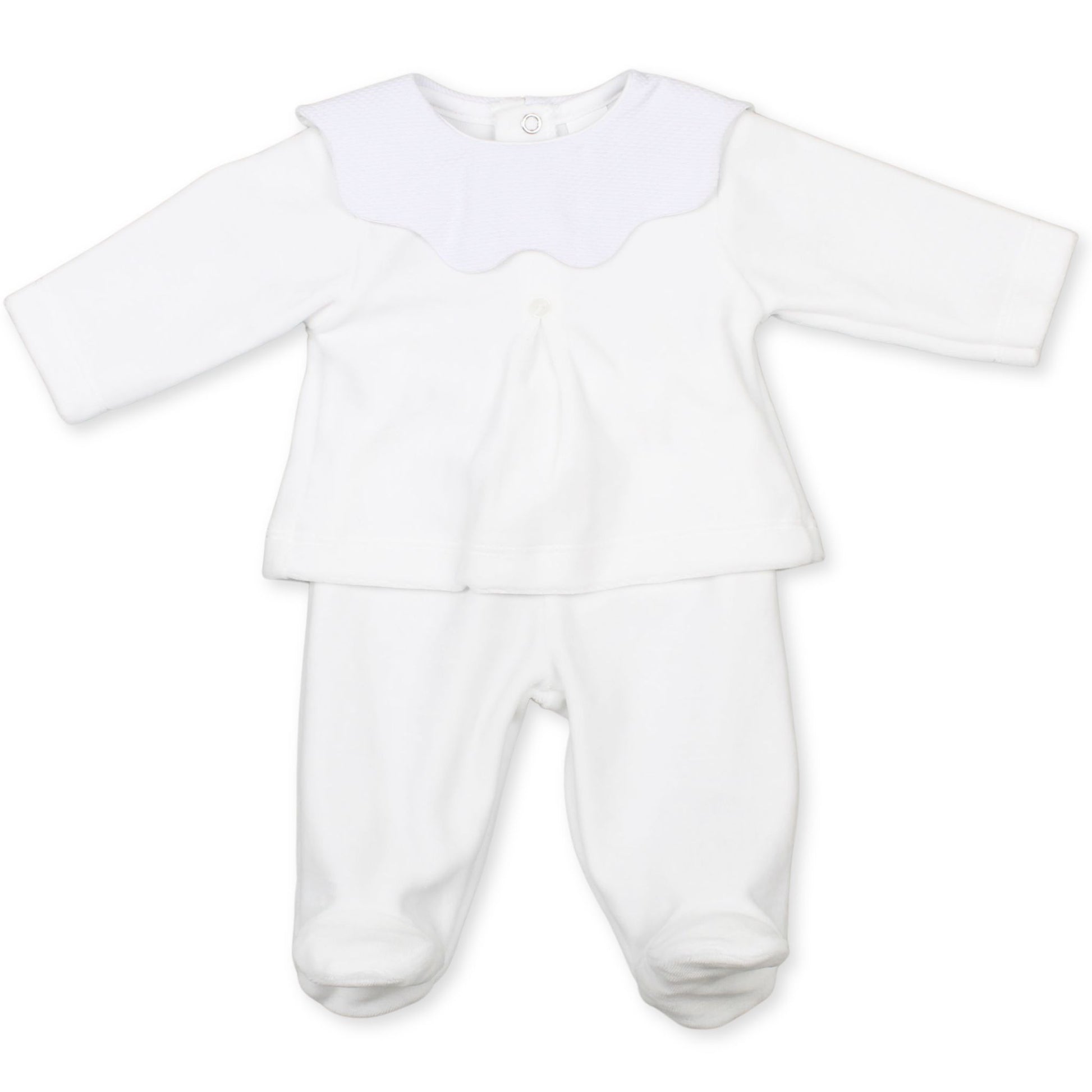 baby unisex white velour outfit