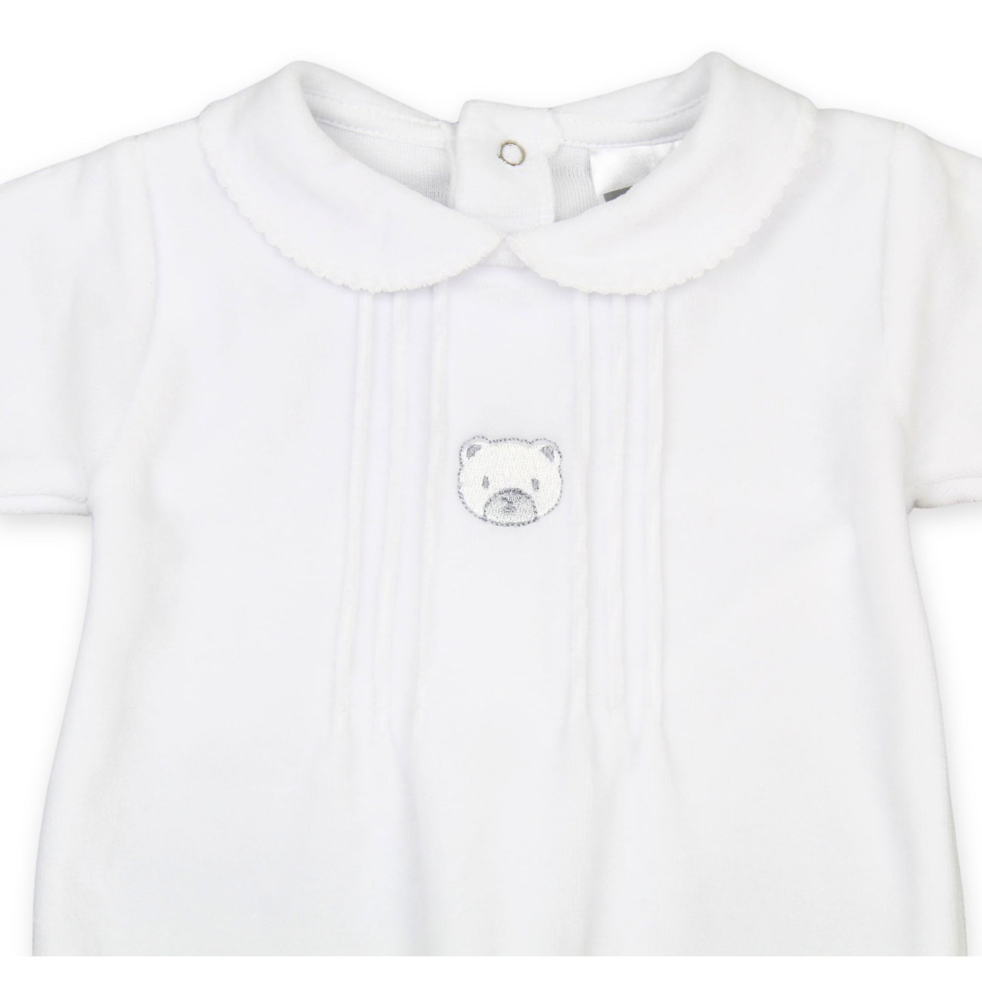 baby unisex white sleepsuit velour