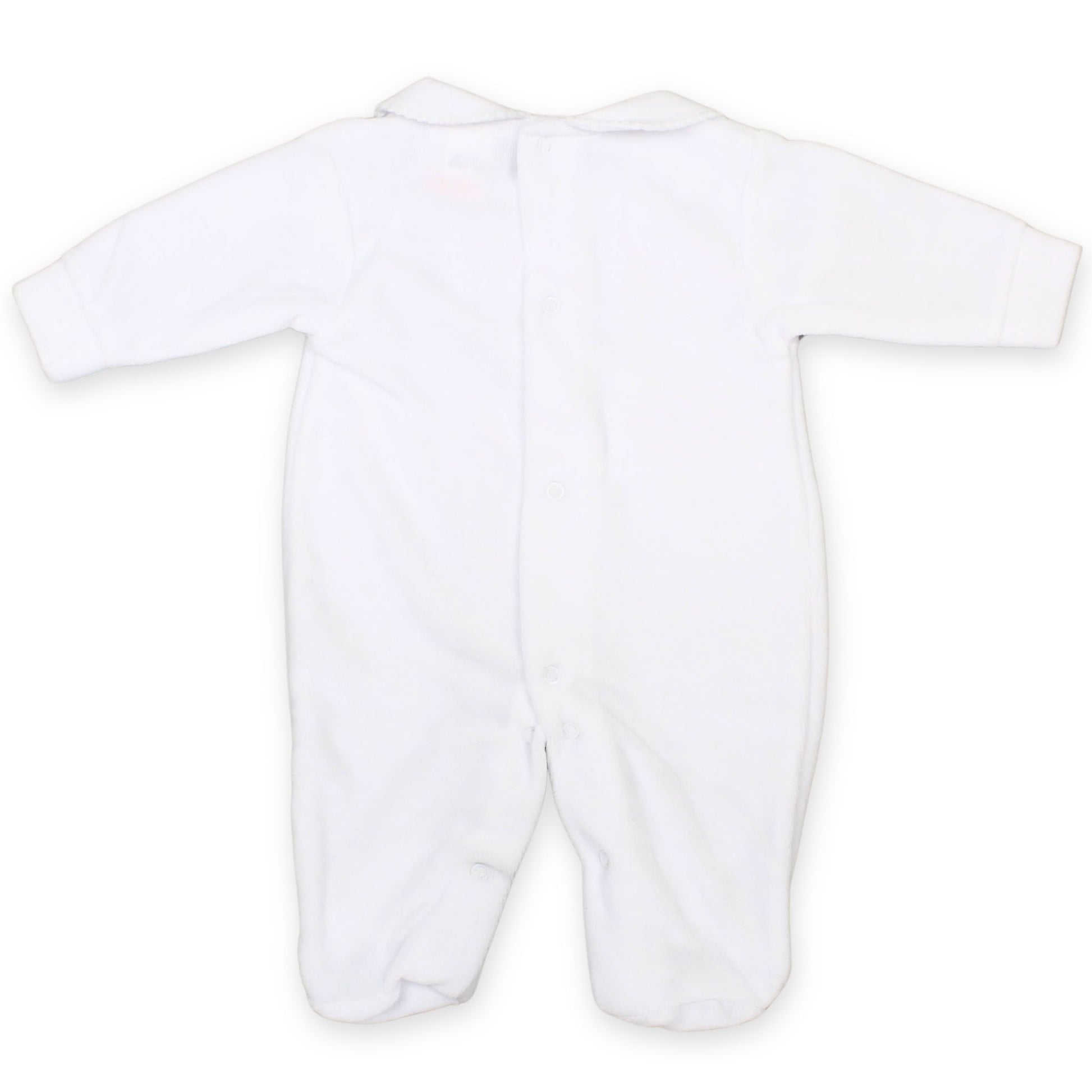 baby unisex white sleepsuit velour