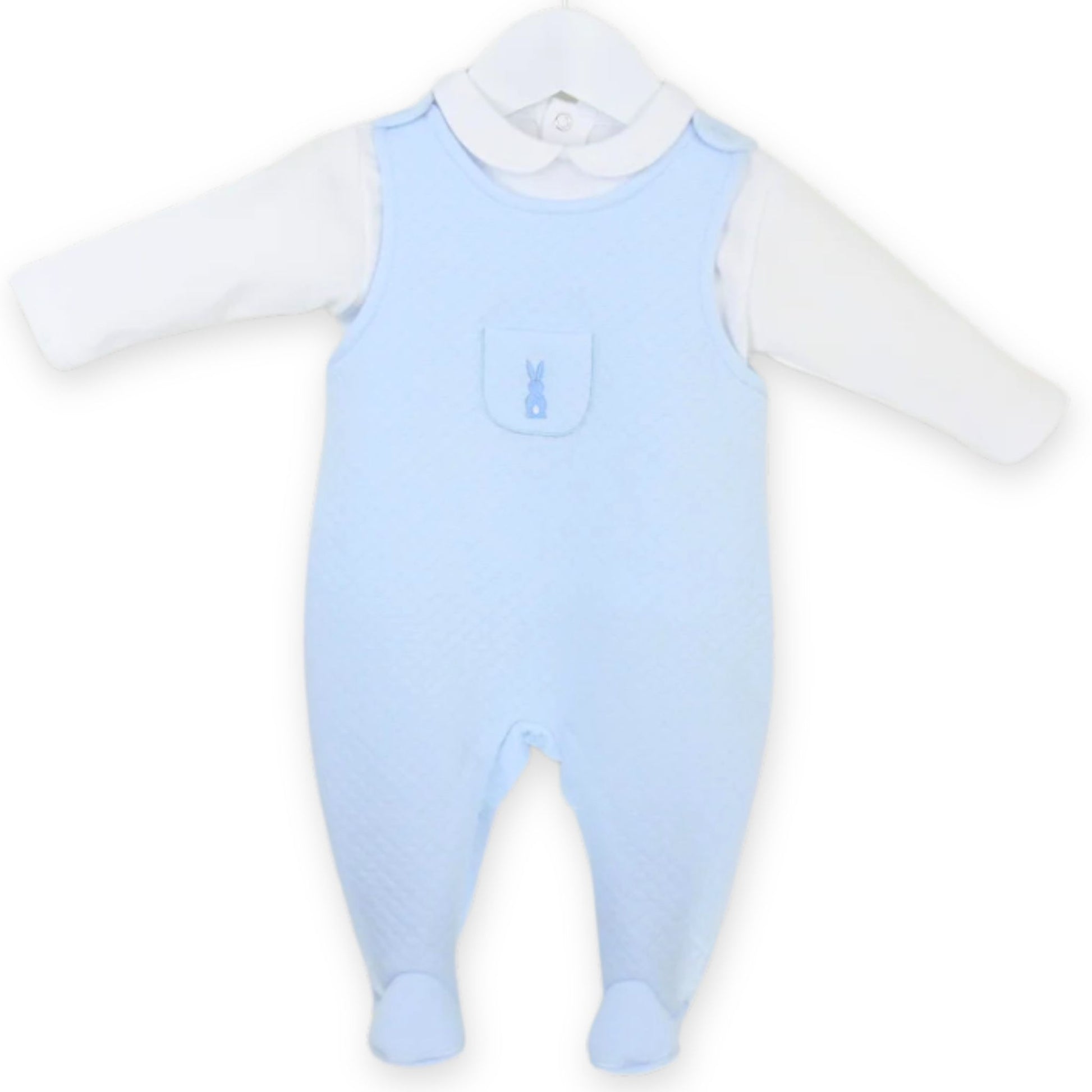 baby boys blue and white romper bunny
