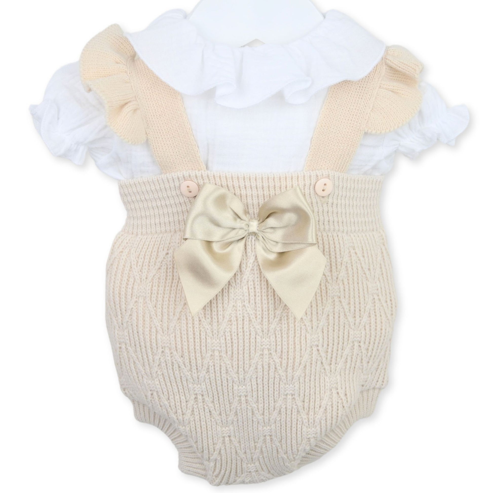 baby girls beige two piece romper pex