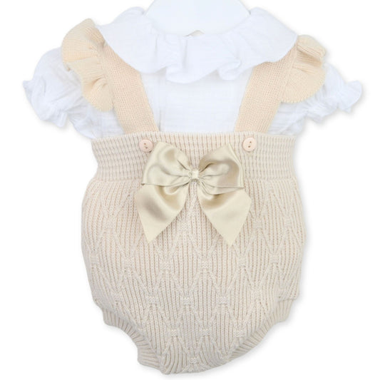 baby girls beige two piece romper pex