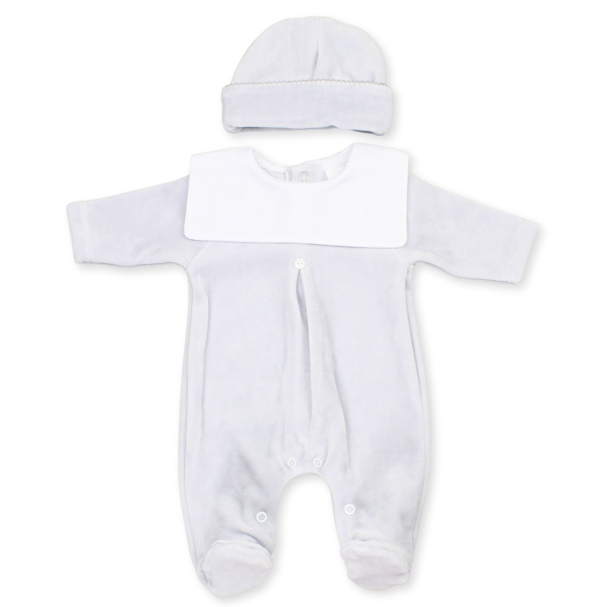 baby unisex grey velour with grey baby hat
