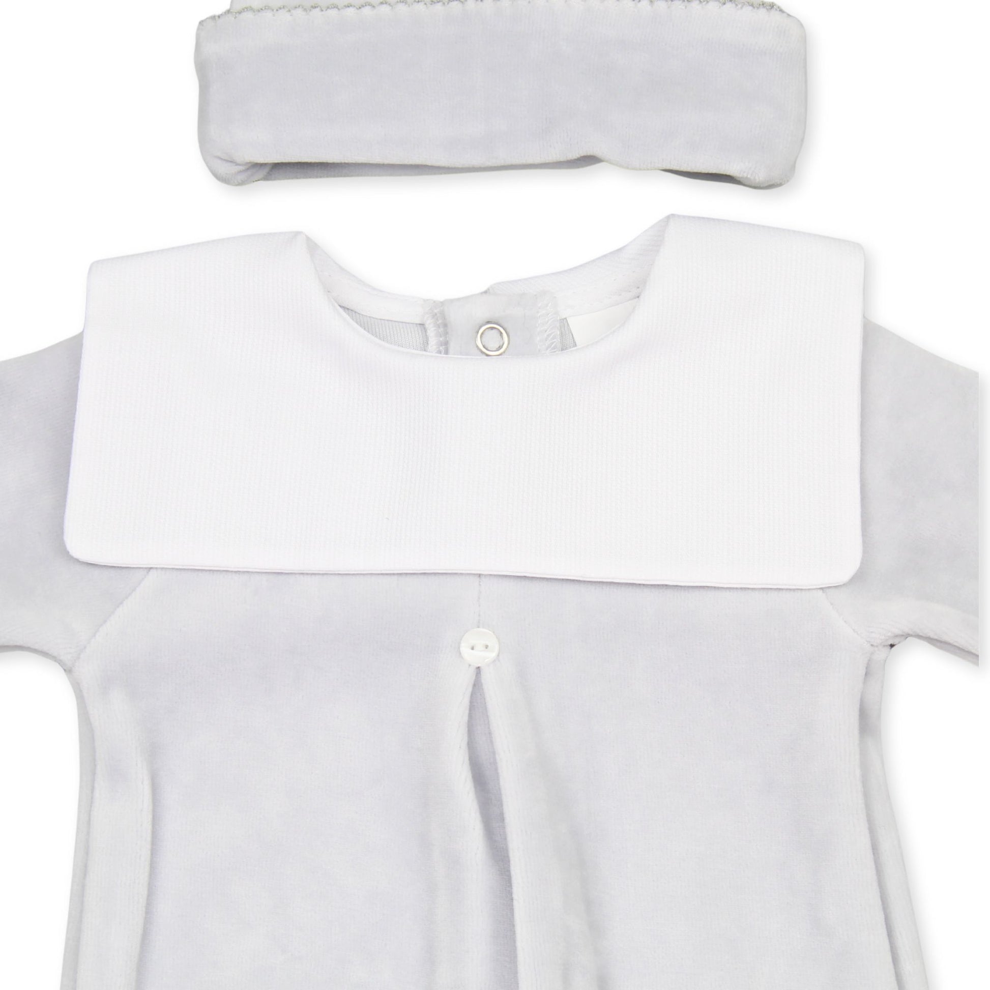 baby unisex grey velour with grey baby hat