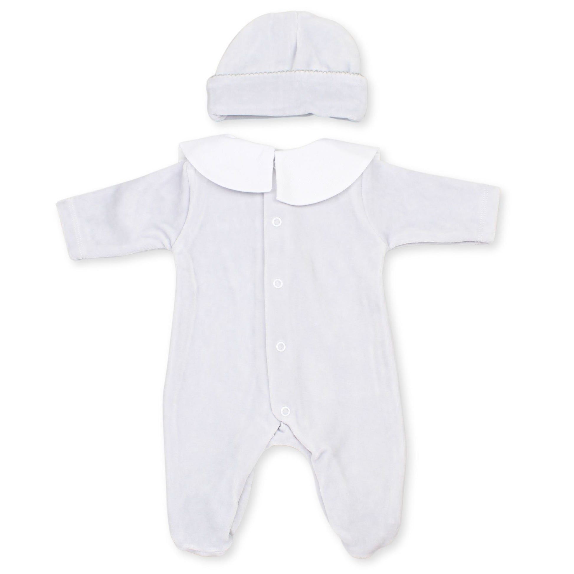baby unisex grey velour with grey baby hat