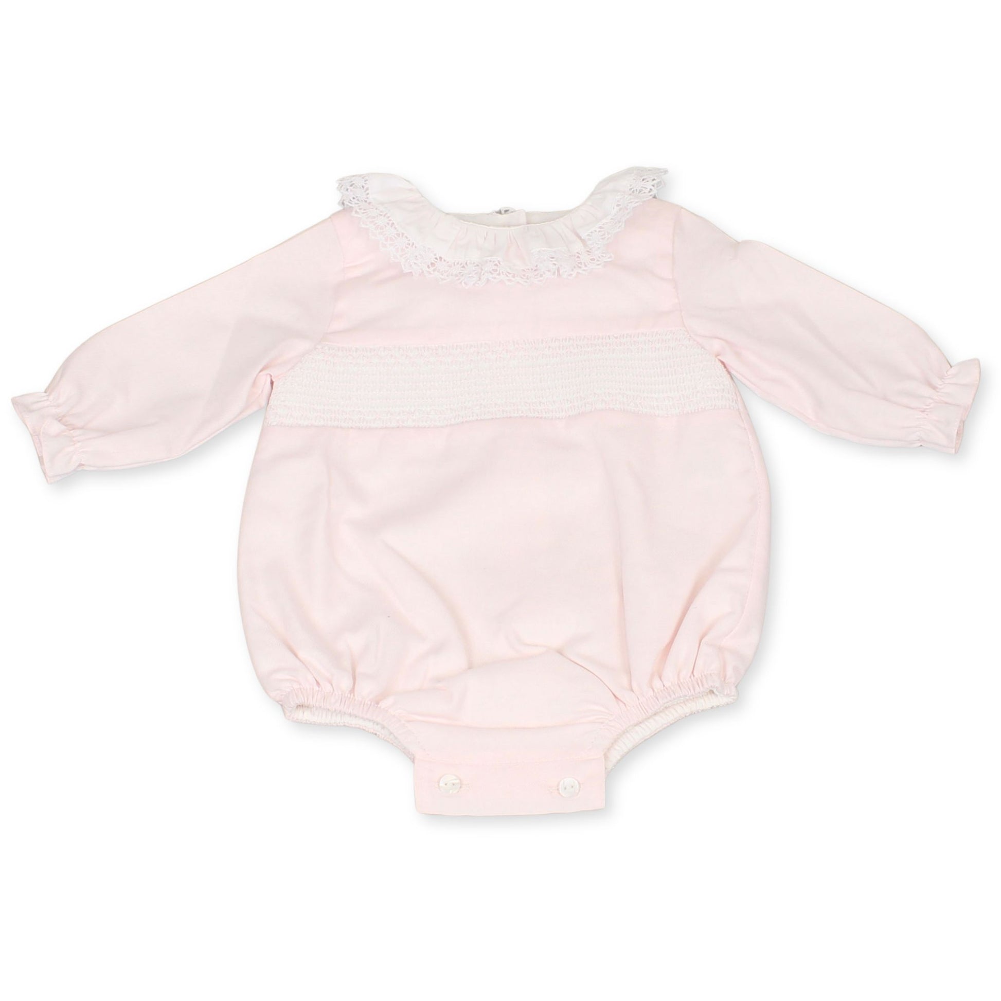 baby girls pink romper smocking