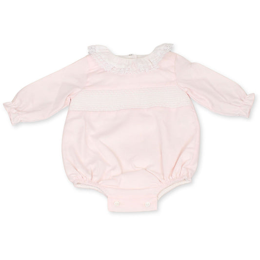 baby girls pink romper smocking