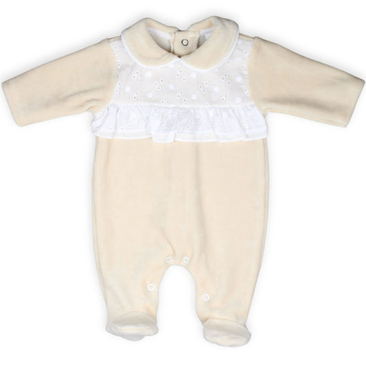 beige girls sleepsuit velour