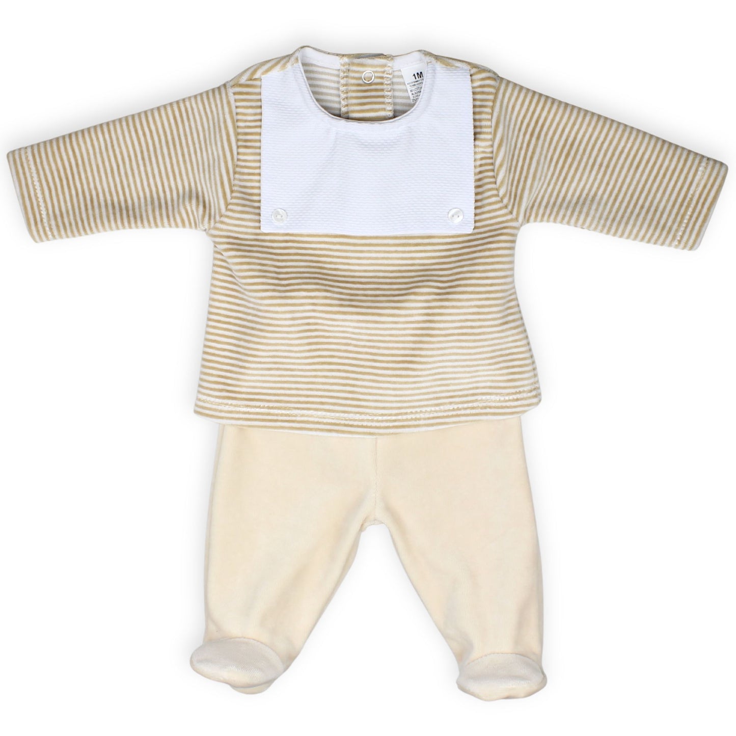 unisex beige velour baby outfit