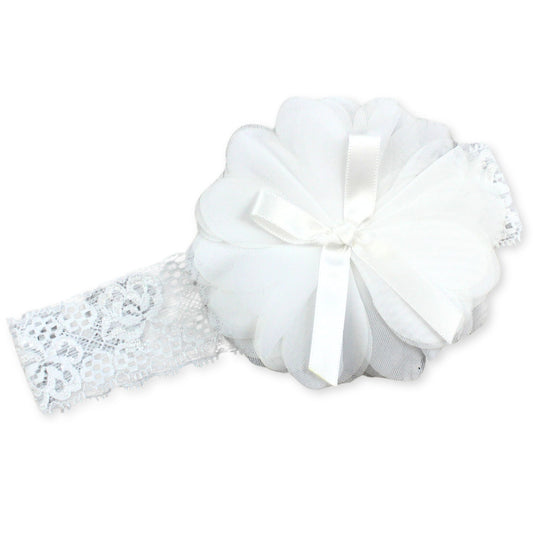 baby girls white lace flower headband with bow