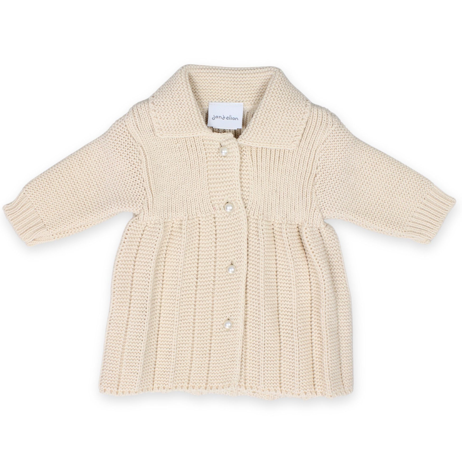 beige knitted baby girls cardigan dandelion