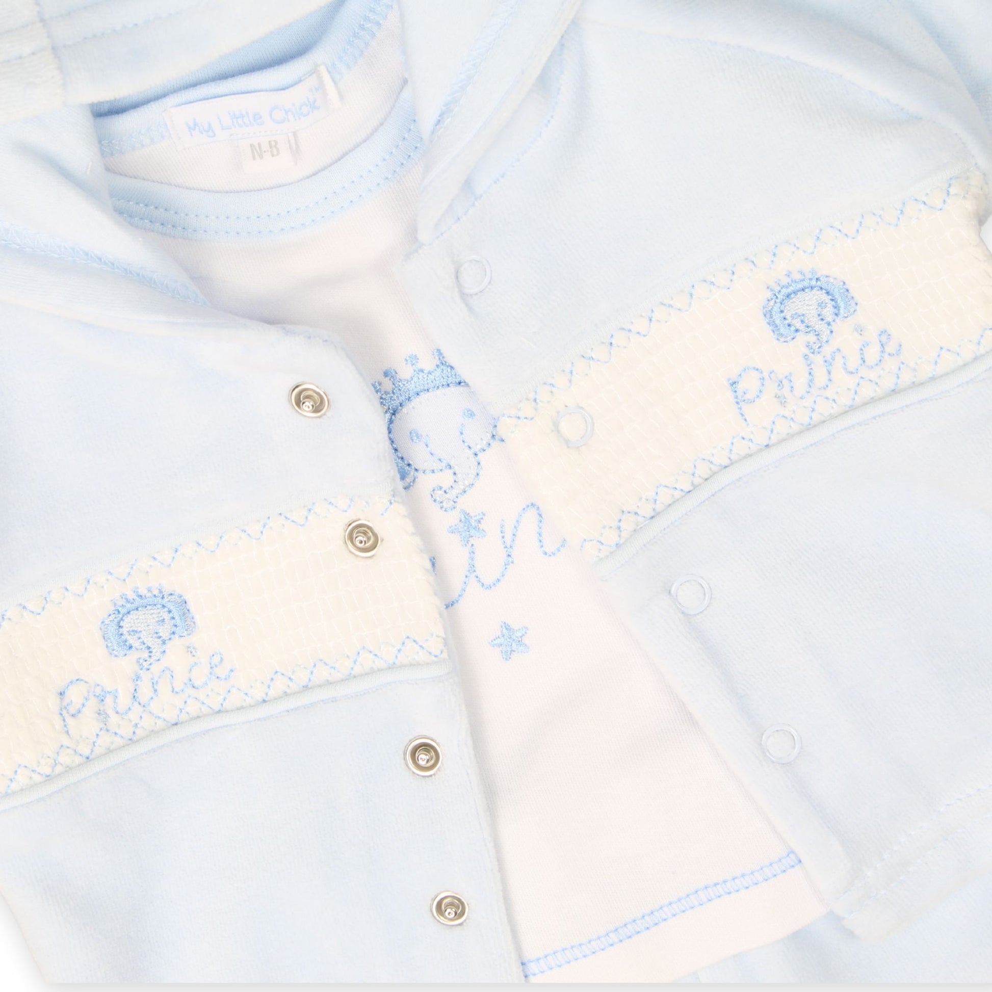 baby boys three piece top trousers and jacket velour prince elephant embroidery