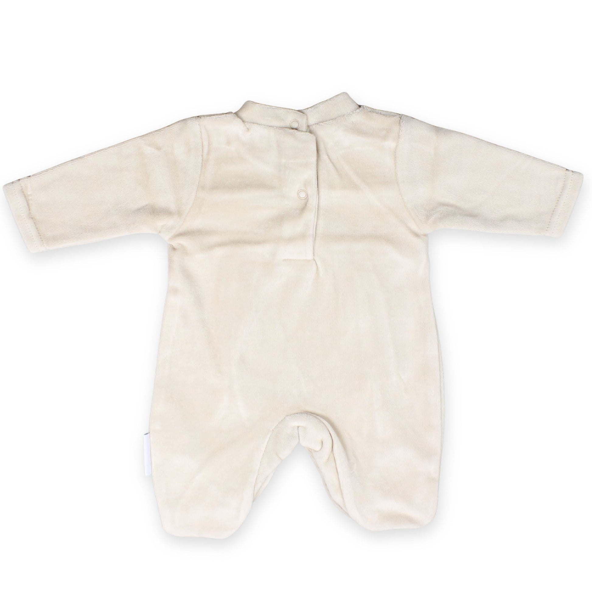 beige unisex baby velour smocking rabbit sleepsuit  hug me embroidery