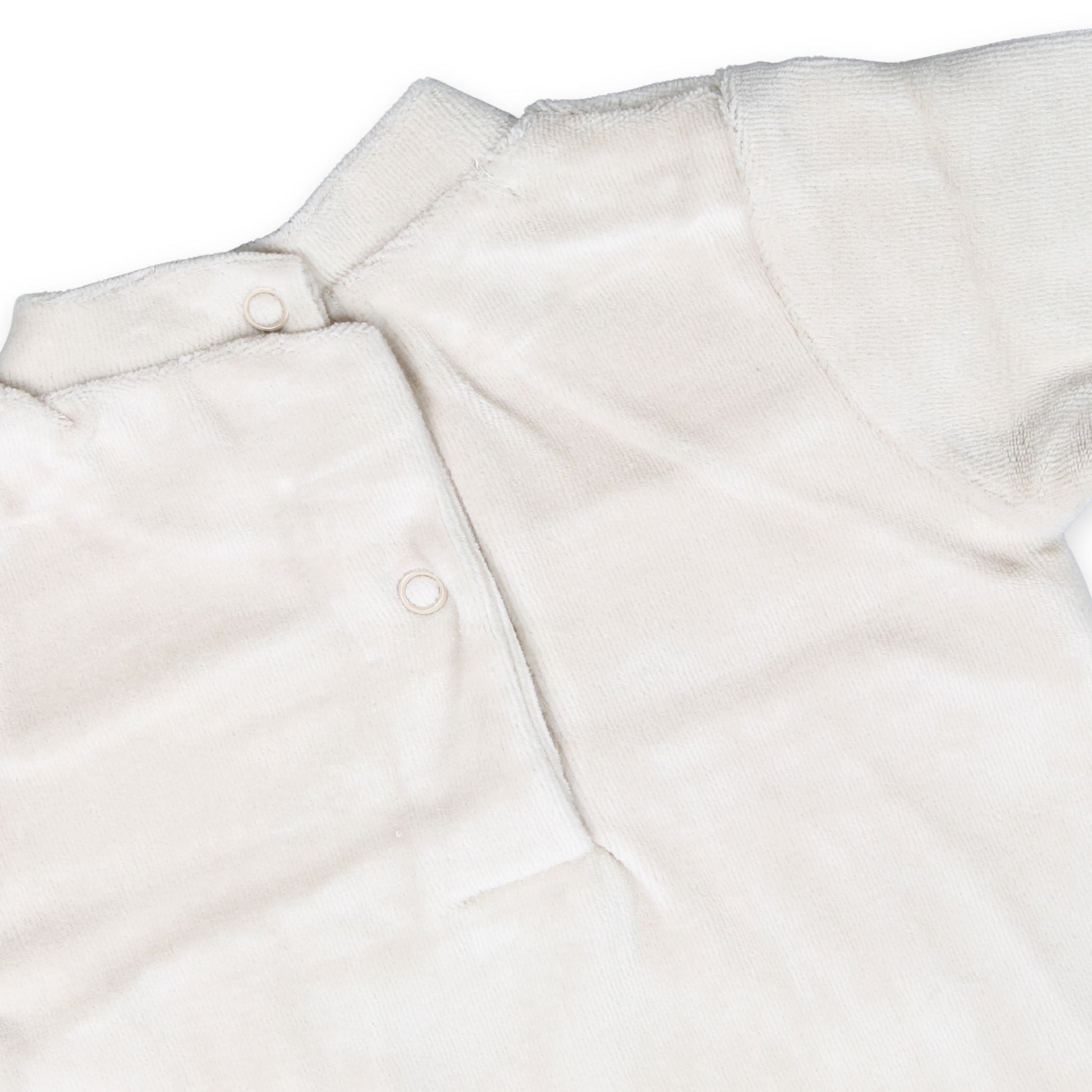 beige unisex baby velour smocking rabbit sleepsuit  hug me embroidery