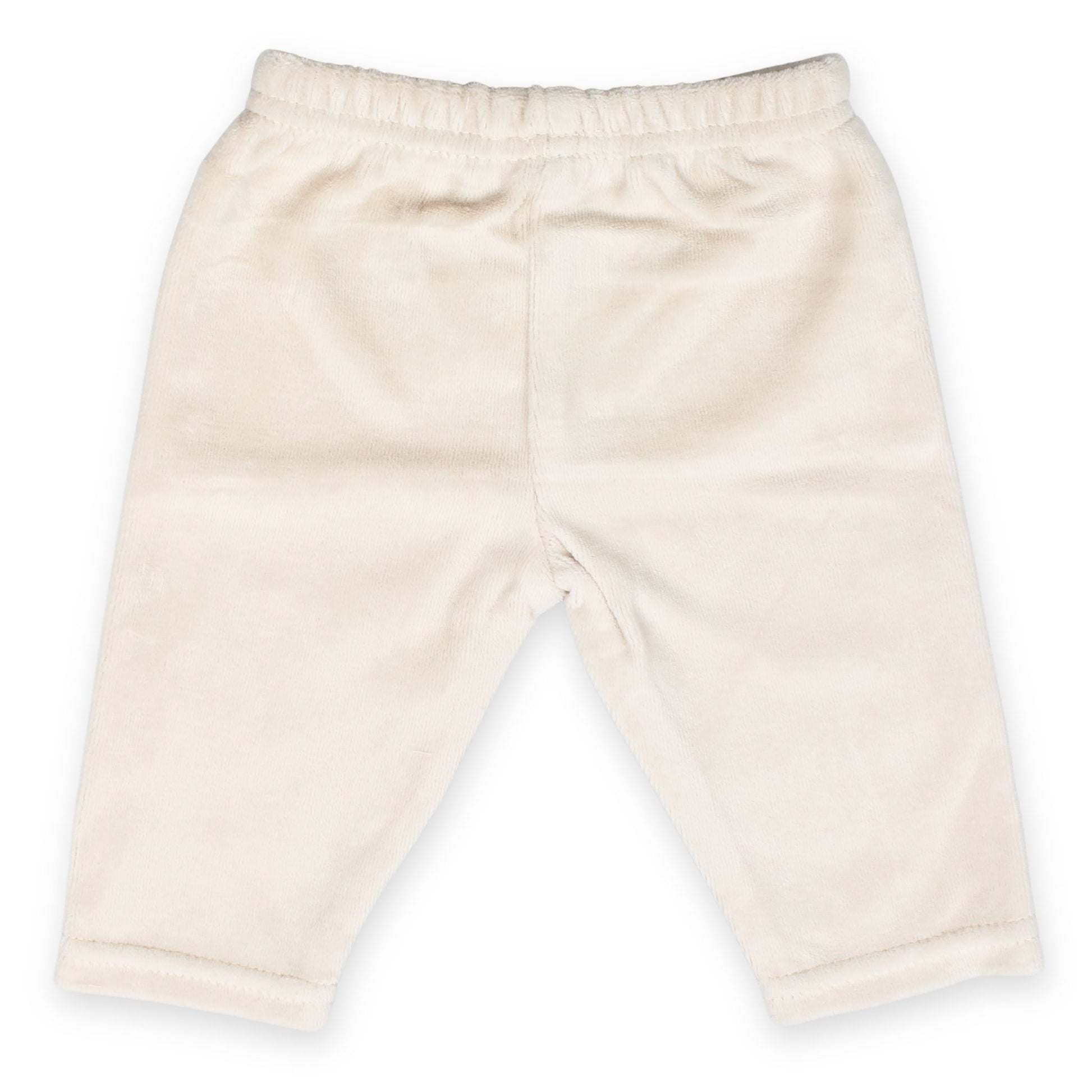 unisex beige three piece outfit with embroidered dogs