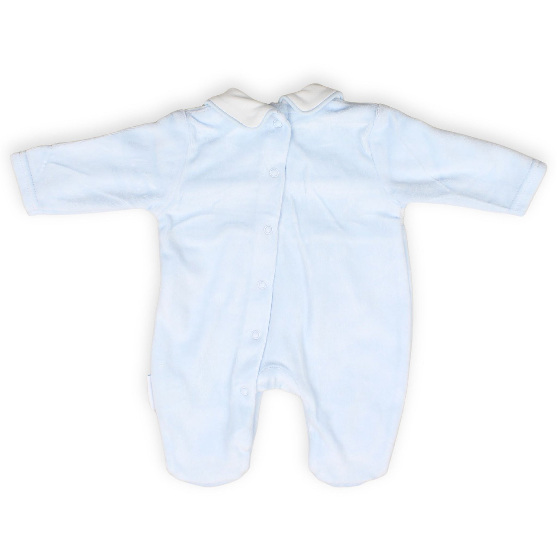 baby boys tortoise sleepsuit embroidery blue velour