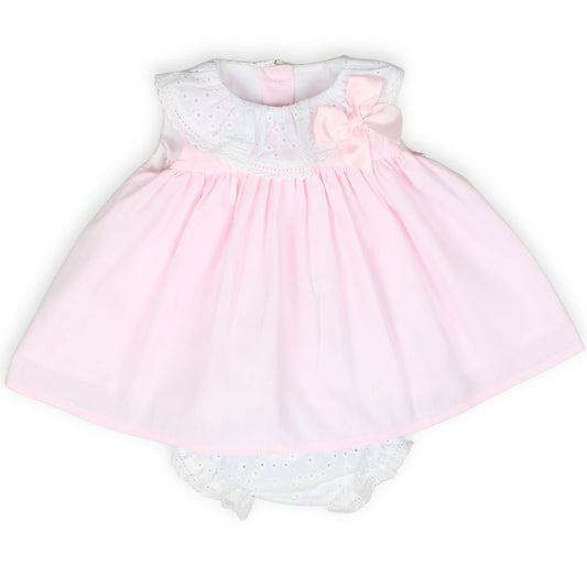 baby girls pink summer dress and matching bloomers
