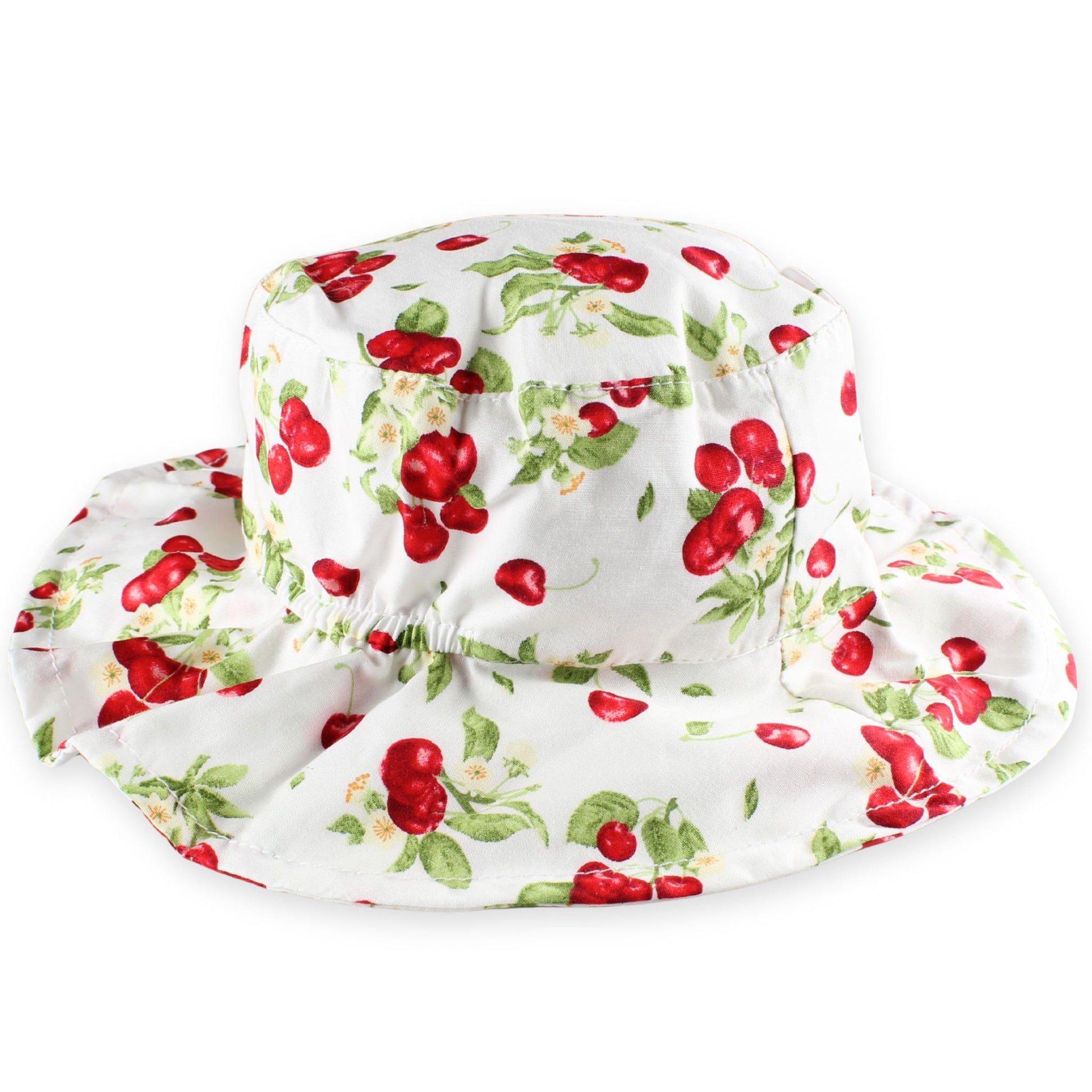 baby girls white and red cherry floral print sun hat newborn, toddler and infant size