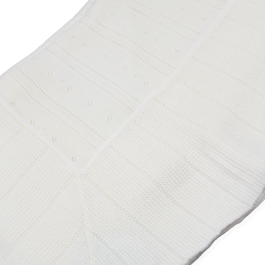 Sarah Louise Ivory Baby Shawl with Pearl Detail - 000005