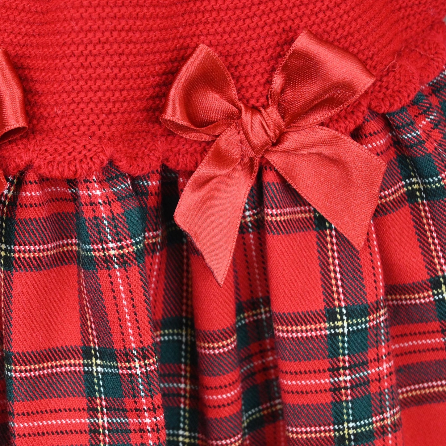 baby girls red knitted tartan christmas pex outfit