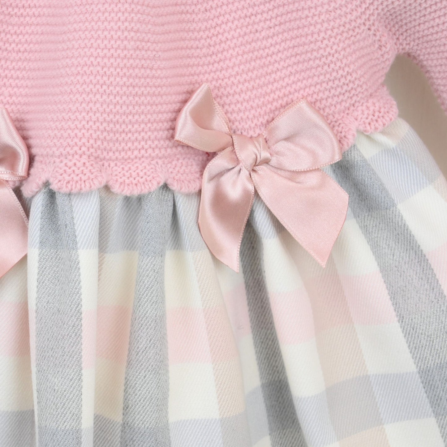 dusky pink baby girls checked outfit pex