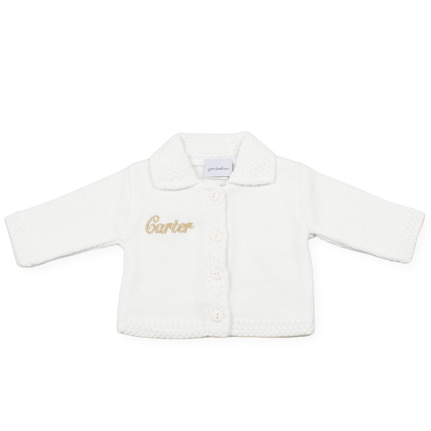 baby unisex white personalised cardigan