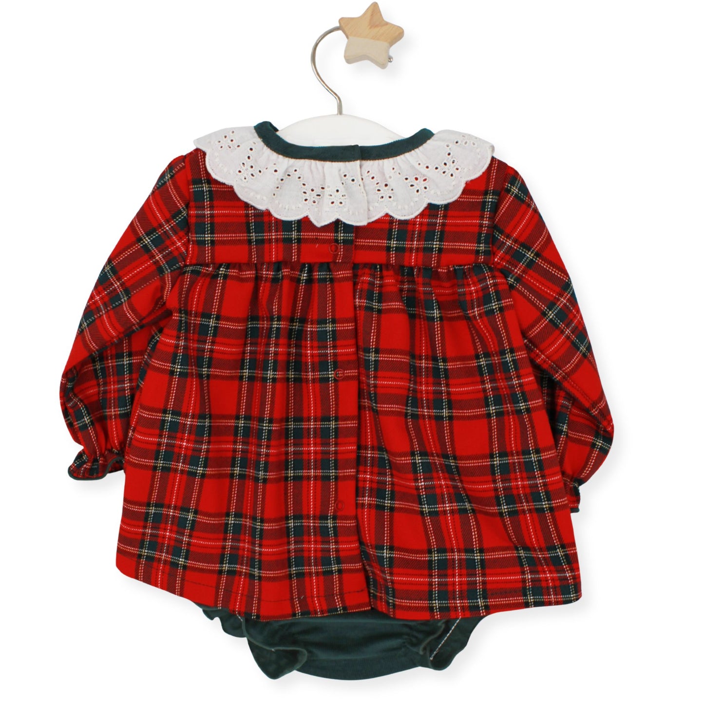 Rapife Red Tartan Baby Girl Set with Broderie Collar & Corduroy Briefs