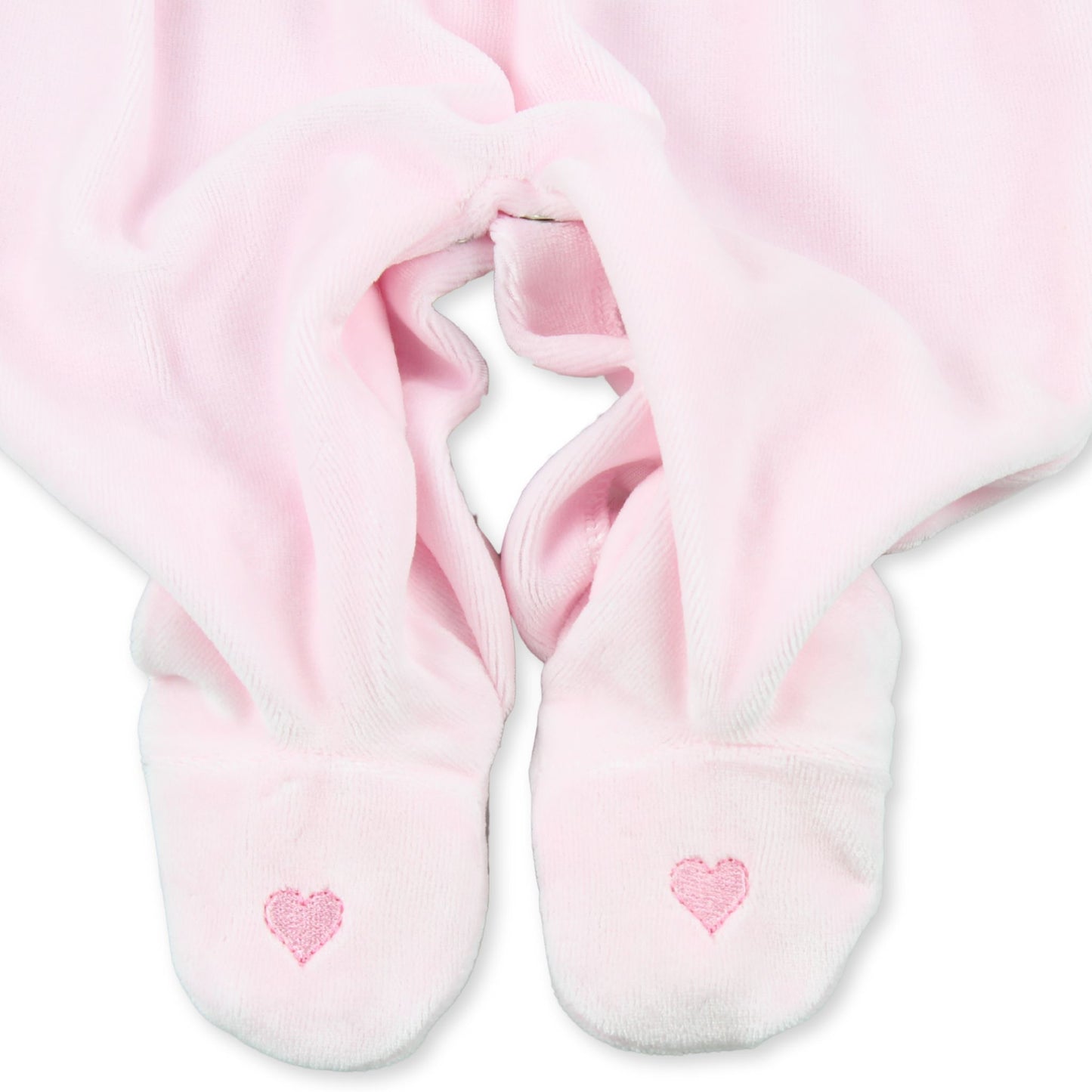 baby girls velour sleep suit little nosh with embroidered hearts