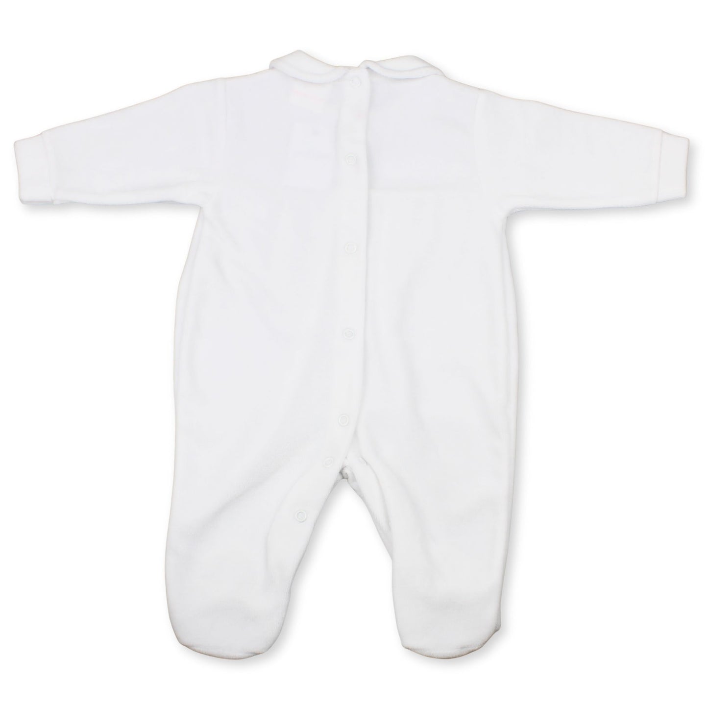 Little Nosh Baby Girls White Velour Sleepsuit with Heart Embroidery