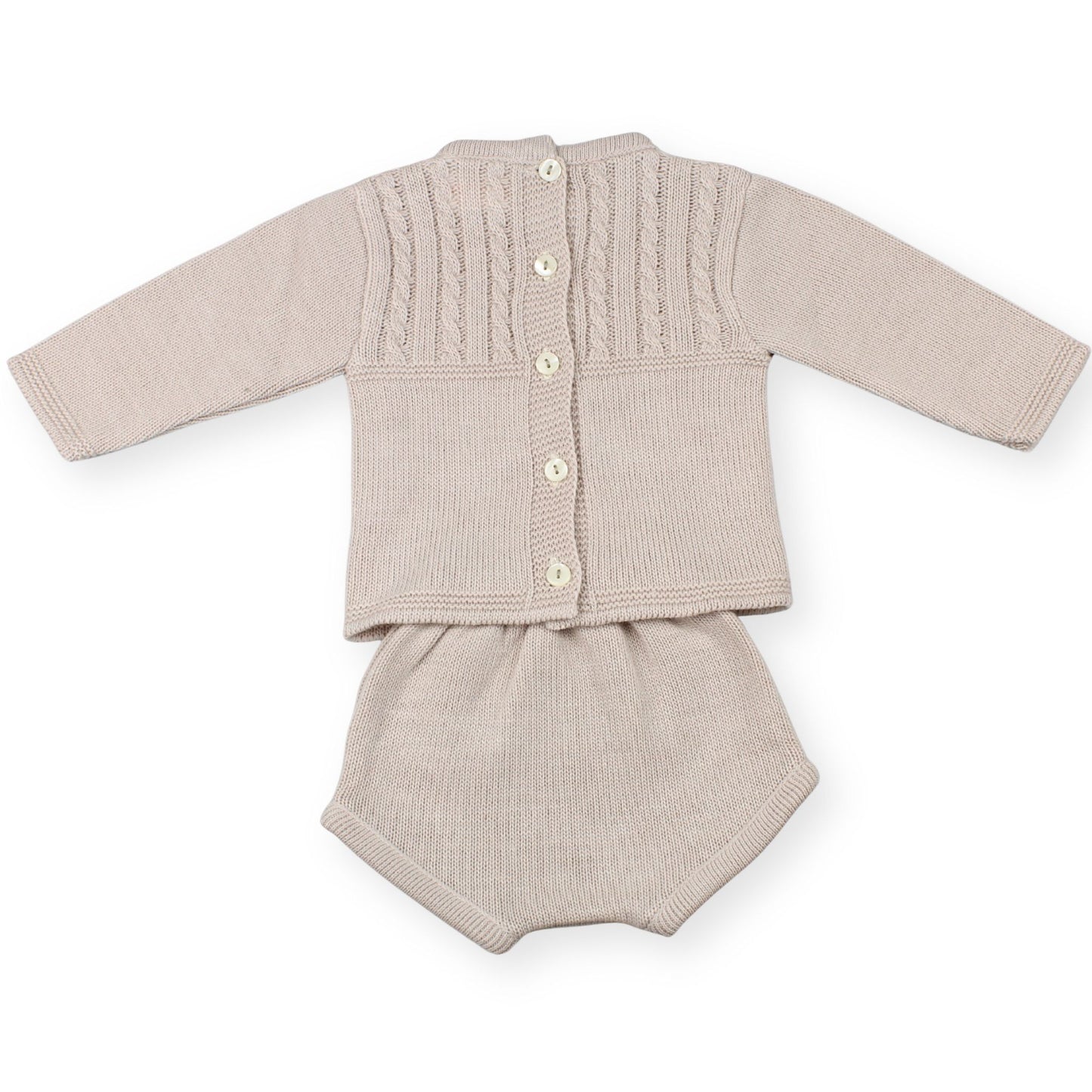 Little Nosh Beige Knitted Two-Piece Baby Set – Made in Portugal