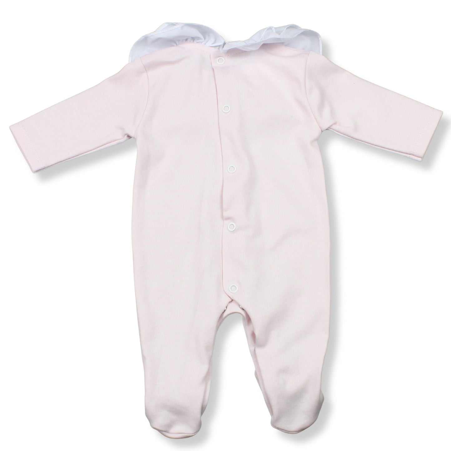 Baby Girls Pale Pink Frill Collar Sleepsuit – Star Collection