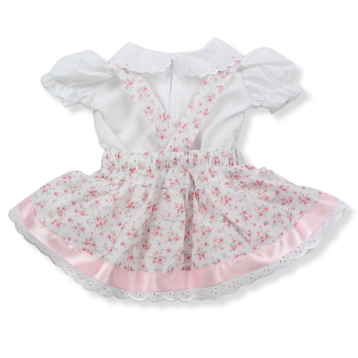 Baby Girls Pink Floral Dress with Satin Bow Detail