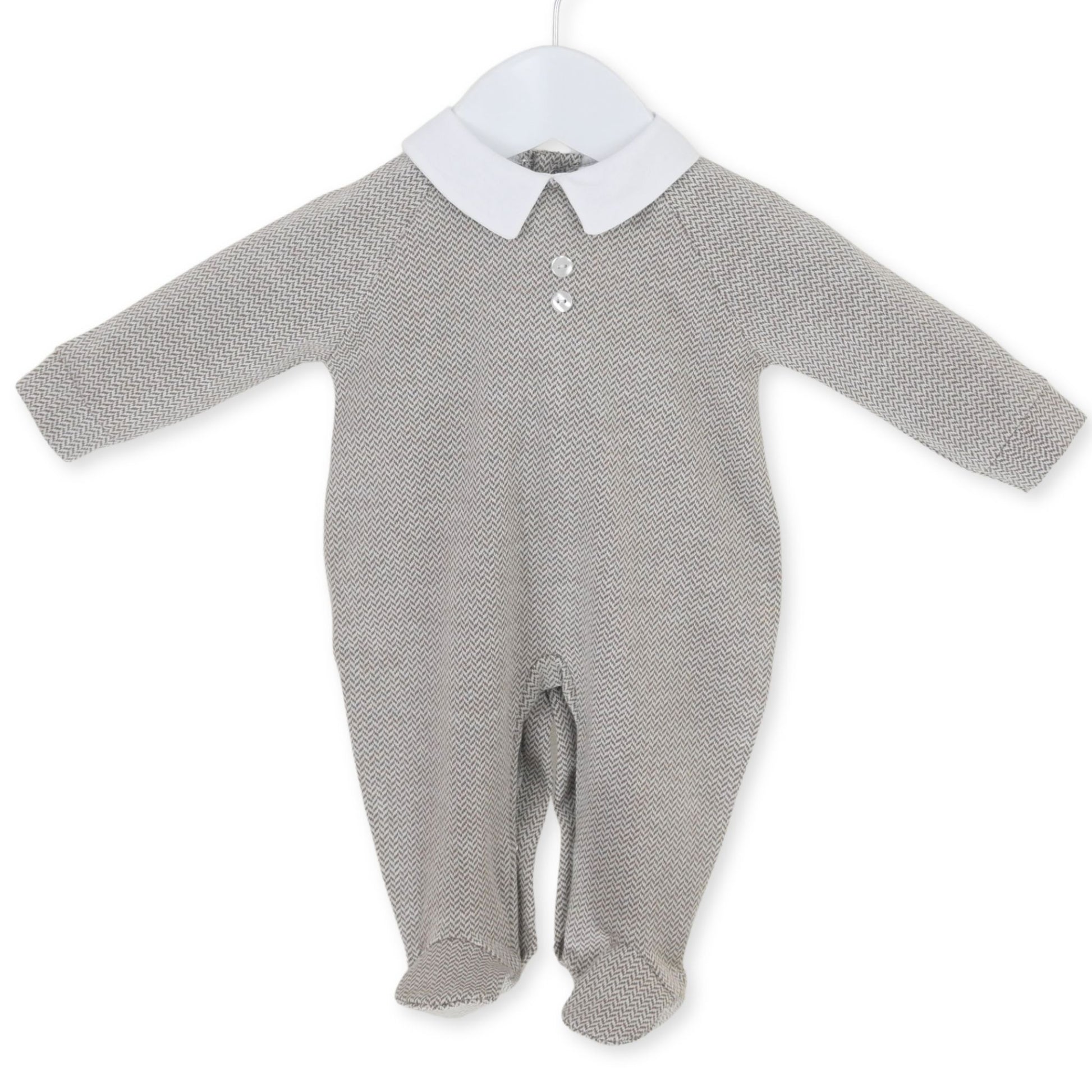 baby boys grey sleepsuit by pex