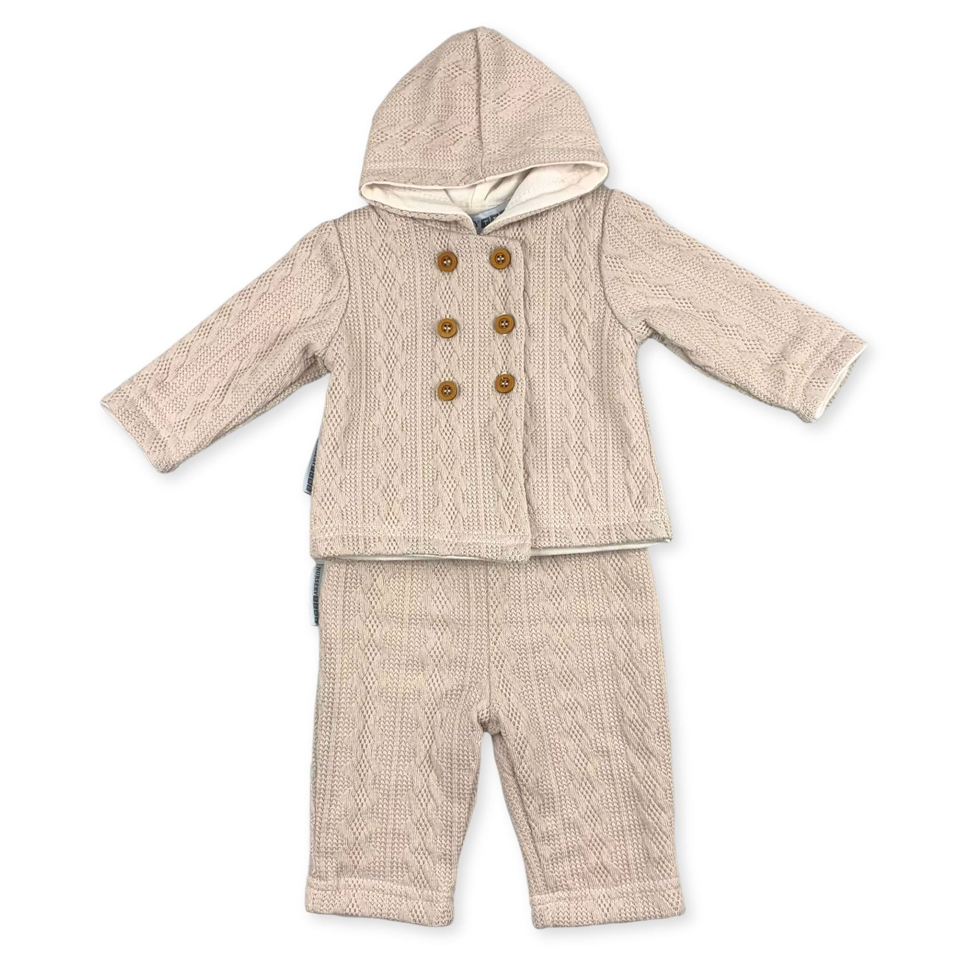 baby boys two piece knitted beige outfit
