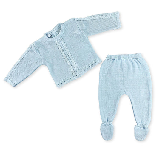 baby boy blue knitted oufit two piece