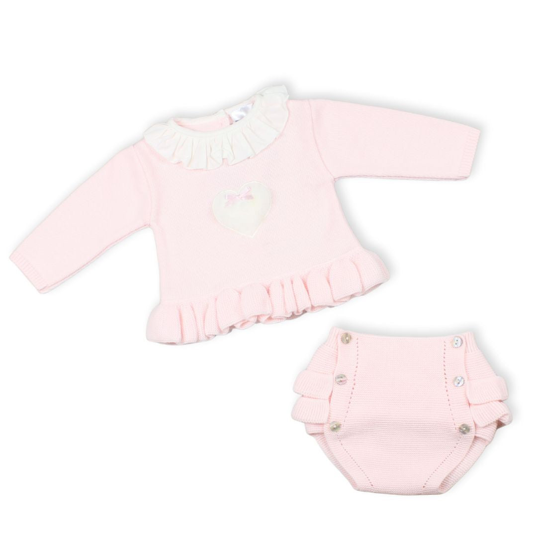 baby girls pink knitted two piece outfit PEX