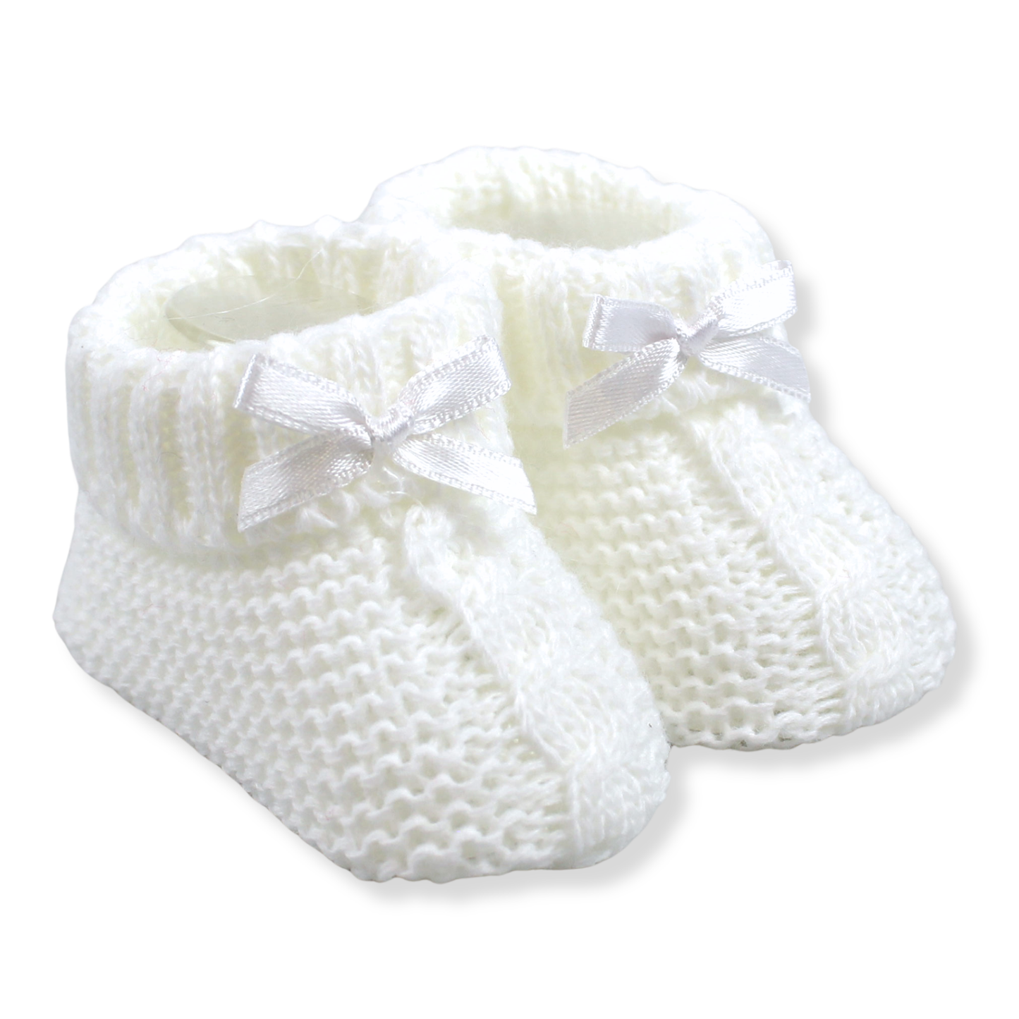 baby white booties knitted
