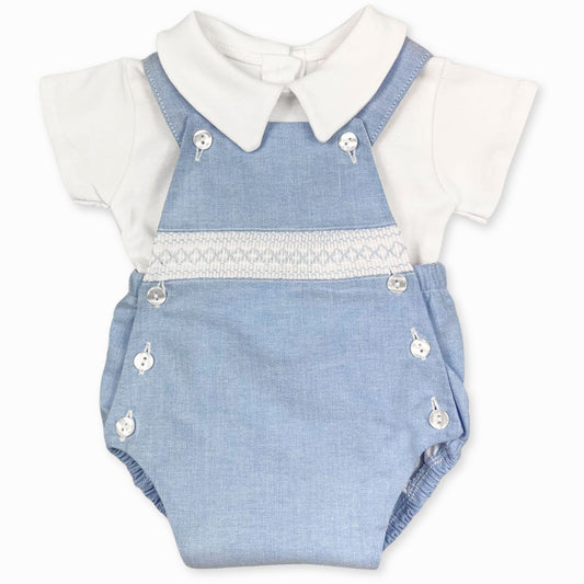 baby boys two piece blue and white outfit