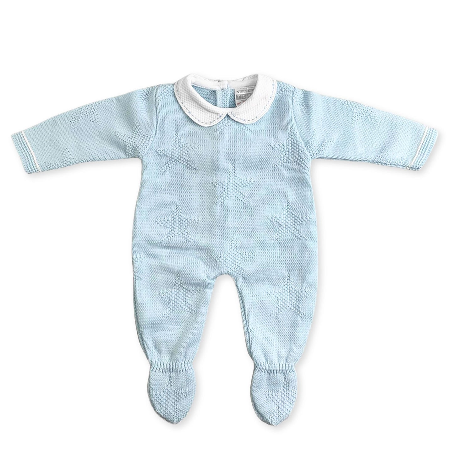 baby boys knitted outfit blue