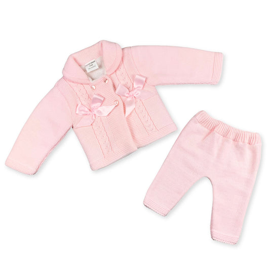 Baby girls knitted jacket and trousers set