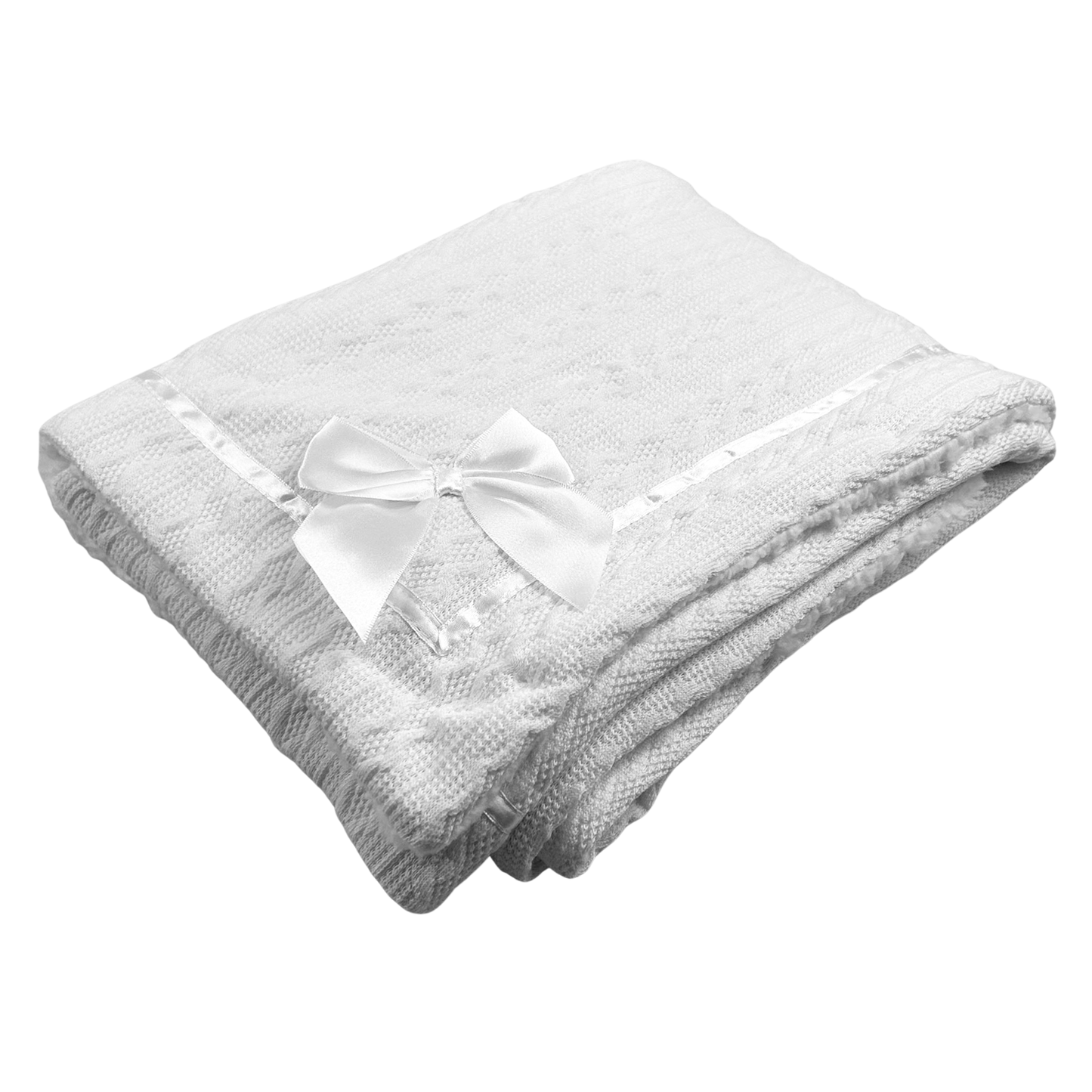 Baby Unisex white bow blanket