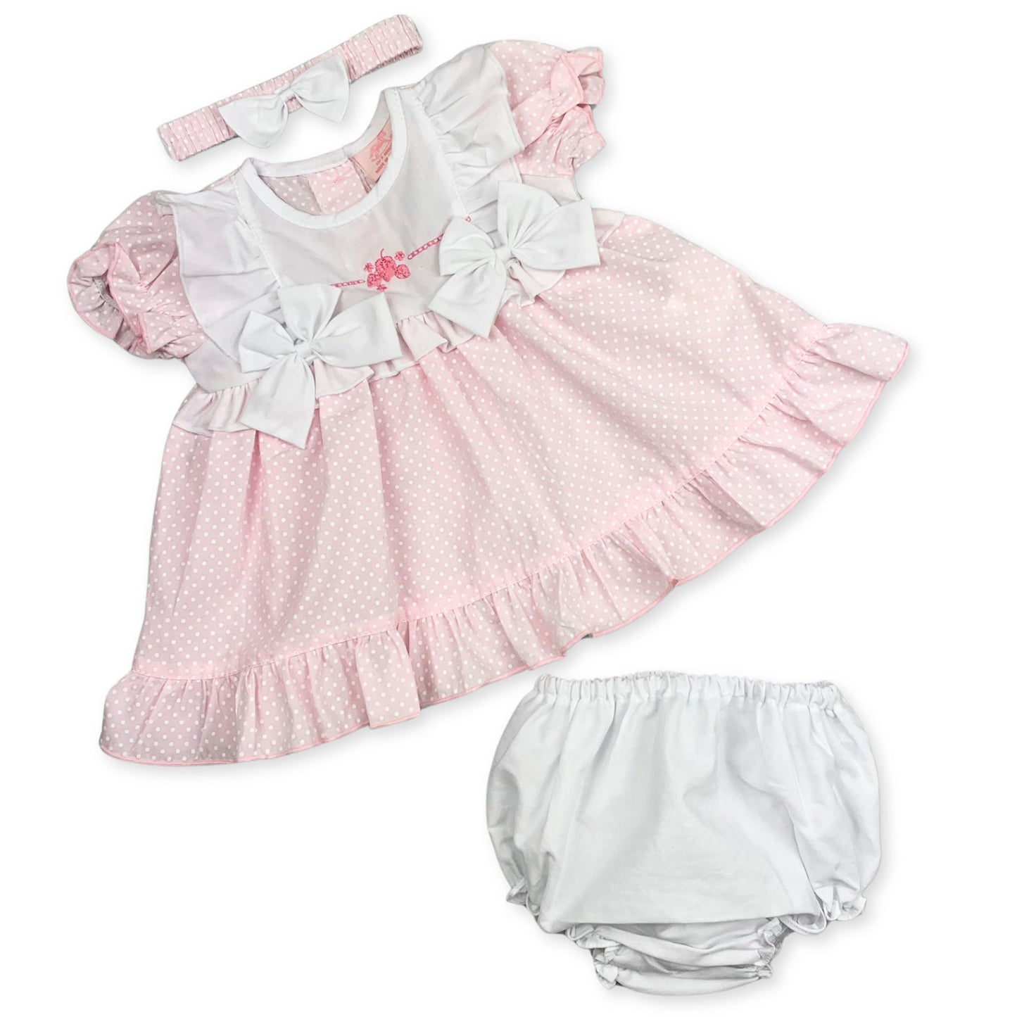 Baby girls pink polka summer dress